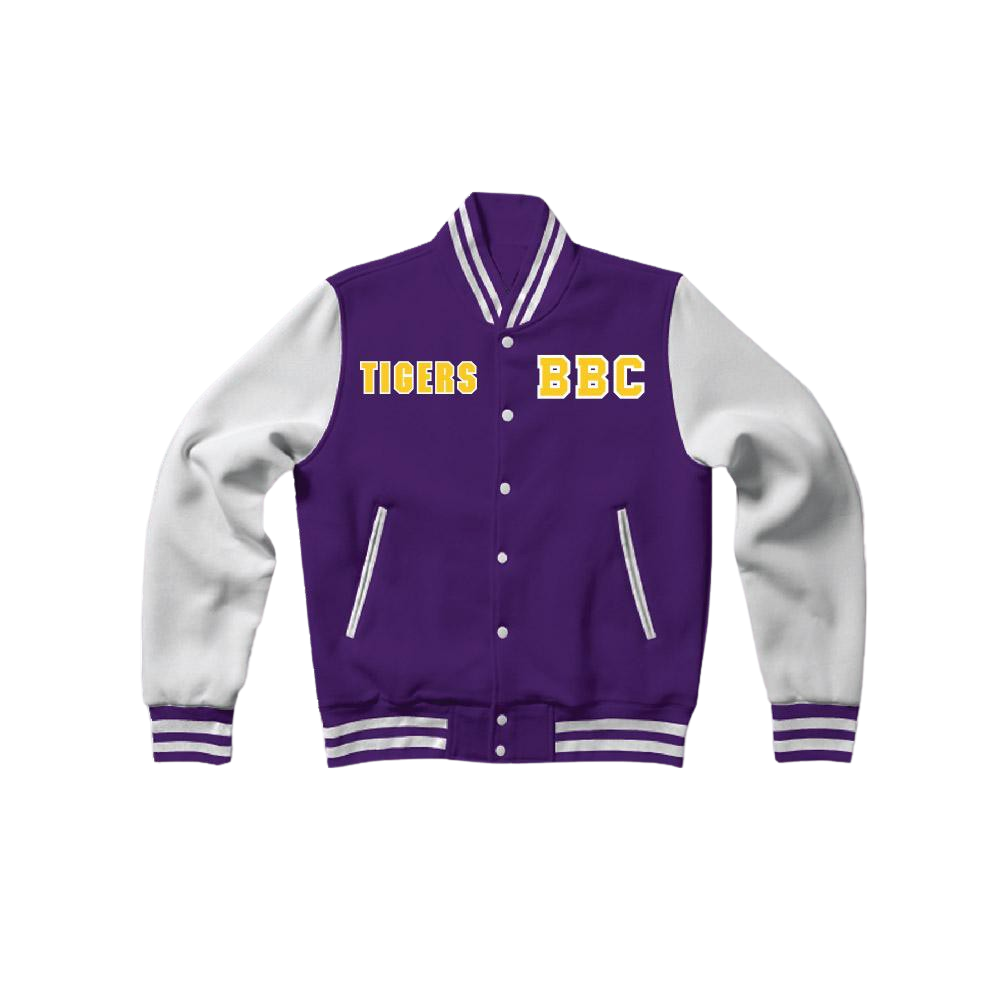 Boynton Beach Community High School Tigers Purple/White Varsity Letterman Jacket-Style Sweatshirt