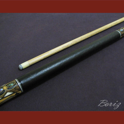 Boriz Billiards Black Leather Grip Pool Cue Stick Original Inlays New - borizcustom