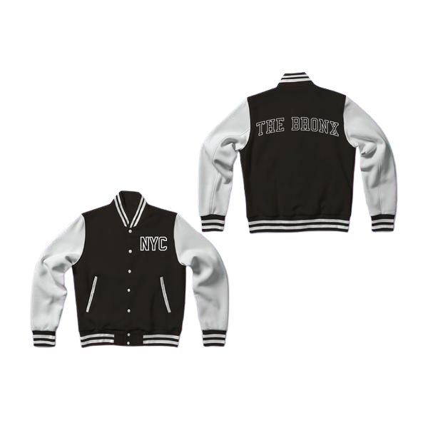  Bronx New York NYC Varsity Style Black with White