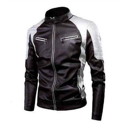 2020 New Fashion Leather Jacket Men Spliced Motorcycle Leather Jacket Fleece Vintage Coat Men Biker Jacket chaqueta cuero hombre