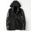 2020 New Genuine Leather Jacket Men Vintage Sheepskin Coat Hood Motorcycle Men's Leather Jackets Casaca Cuero KFS19M011