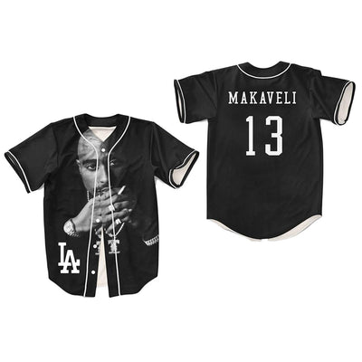 Tupac Shakur Makaveli 13 Los Angeles Black Baseball Jersey
