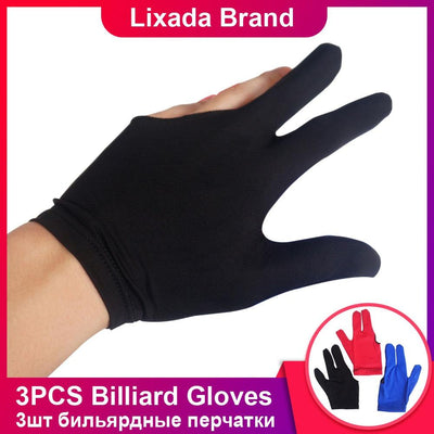 3PCS Absorbent Billiard Gloves Billiard Cue Glove Sport Pool Accessory Three Fingers Left Right Hand Billiard Cue Glove 3 Color