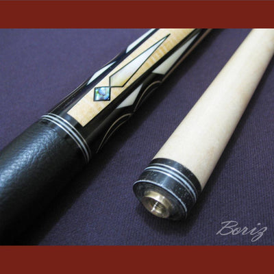 Boriz Billiards Black Leather Grip Pool Cue Stick Original Inlays New - borizcustom