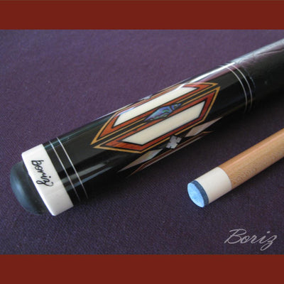 Boriz Billiards Black Leather Grip Pool Cue Stick Original Inlays New - borizcustom