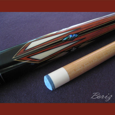 Boriz Billiards Black Leather Grip Pool Cue Stick Original Inlays New - borizcustom