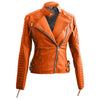 Orange Brando Women Faux Leather Jacket