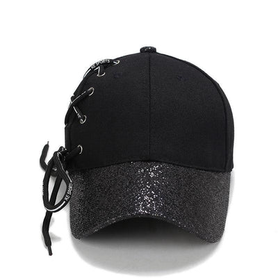 USPOP 2018 New women baseball caps Fashion Glitter ties baseball cap casual adjustable patchwork visor caps