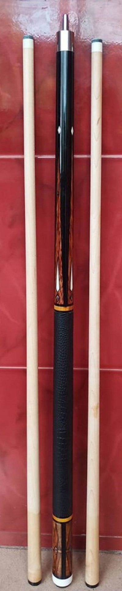 Boriz Billiards Black Leather Grip Pool Cue Stick Majestic Series inlaid G24D