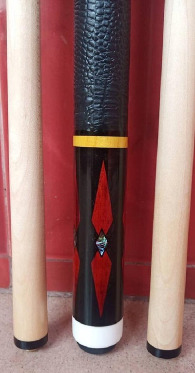 Boriz Billiards Black Leather Grip Pool Cue Stick Majestic Series inlaid GSCX