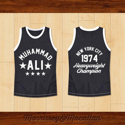 Boxer Muhammad Ali Basketball Jersey NYC 1974 Heavyweight Champion by Morrissey&Macallan - borizcustom