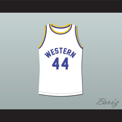 Anthony C Hall Tony the Point Shaver 44 Western University Dolphins White Basketball Jersey Blue Chips - borizcustom