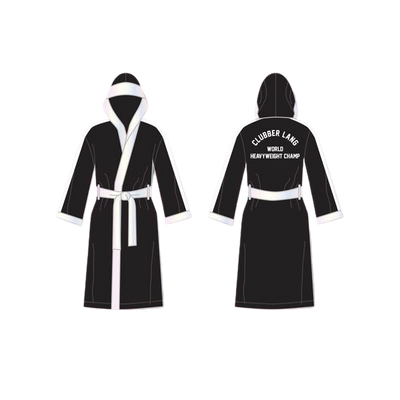 Clubber Lang World Heavyweight Champ Black Satin Full Boxing Robe with Hood