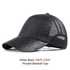 GROUP JUMP Glitter Ponytail Baseball Cap Women Snapback Caps Women's Cap Female Sequins Shine Summer Hats Mesh Trucker Dad Hat