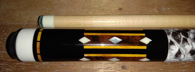 Boriz Billiards Black Leather Grip Pool Cue Stick Majestic 5XZA Series inlaid