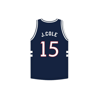 J. Cole 15 Bulldogs High School Navy Blue Basketball Jersey