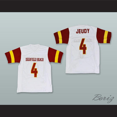 Jerry Jeudy 4 Deerfield Beach High School White Football Jersey