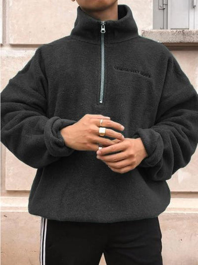 Jersey de lana con cuello mandarín para hombre, Jersey informal de algodón de manga larga, abrigo liso, 2020
