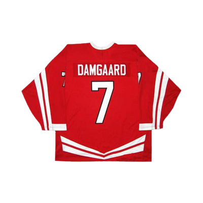 Jesper Damgaard 7 Denmark National Team Red Hockey Jersey