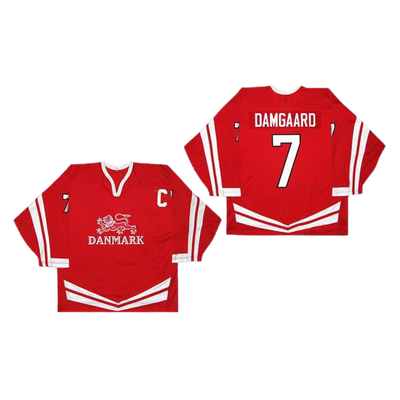 Jesper Damgaard 7 Denmark National Team Red Hockey Jersey