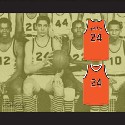 Joe Namath 24 Beaver Falls High School Tigers Orange Basketball Jersey 1