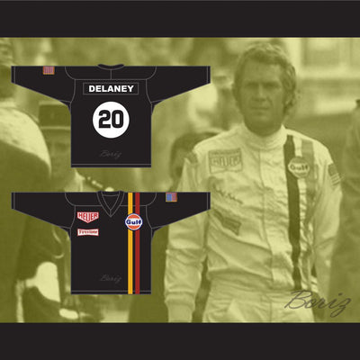 Steve McQueen Michael Delaney Le Mans Inspired Hockey Jersey Stitch Sewn New - borizcustom - 3