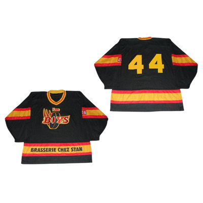 Les Boys Black Hockey Jersey with Molson Beer Patch