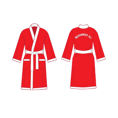 Muhammad Ali Red and White Satin Full Boxing Robe