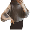 Otoño Invierno suéter mujer larga funda para linterna cuello alto sólido tejer camisetas Delgado manga larga suéter de badycon barato #10