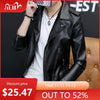 RUELK-Chaqueta de cuero sintético de manga larga para hombre, chaqueta de aviador, gabardina, M-4XL
