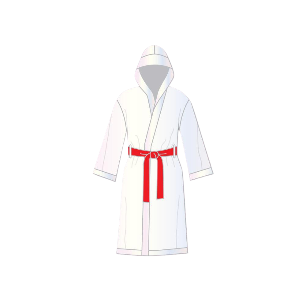 Rocky Balboa White Satin Half Boxing Robe with Hood