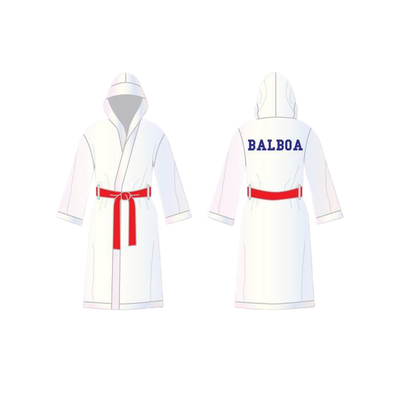 Rocky Balboa White Satin Half Boxing Robe with Hood