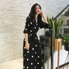 SuperAen verano vestido de mujer estilo coreano de moda cuello en V señoras vestido largo Casual de media manga Dot vestido femenino Nuevo 2018