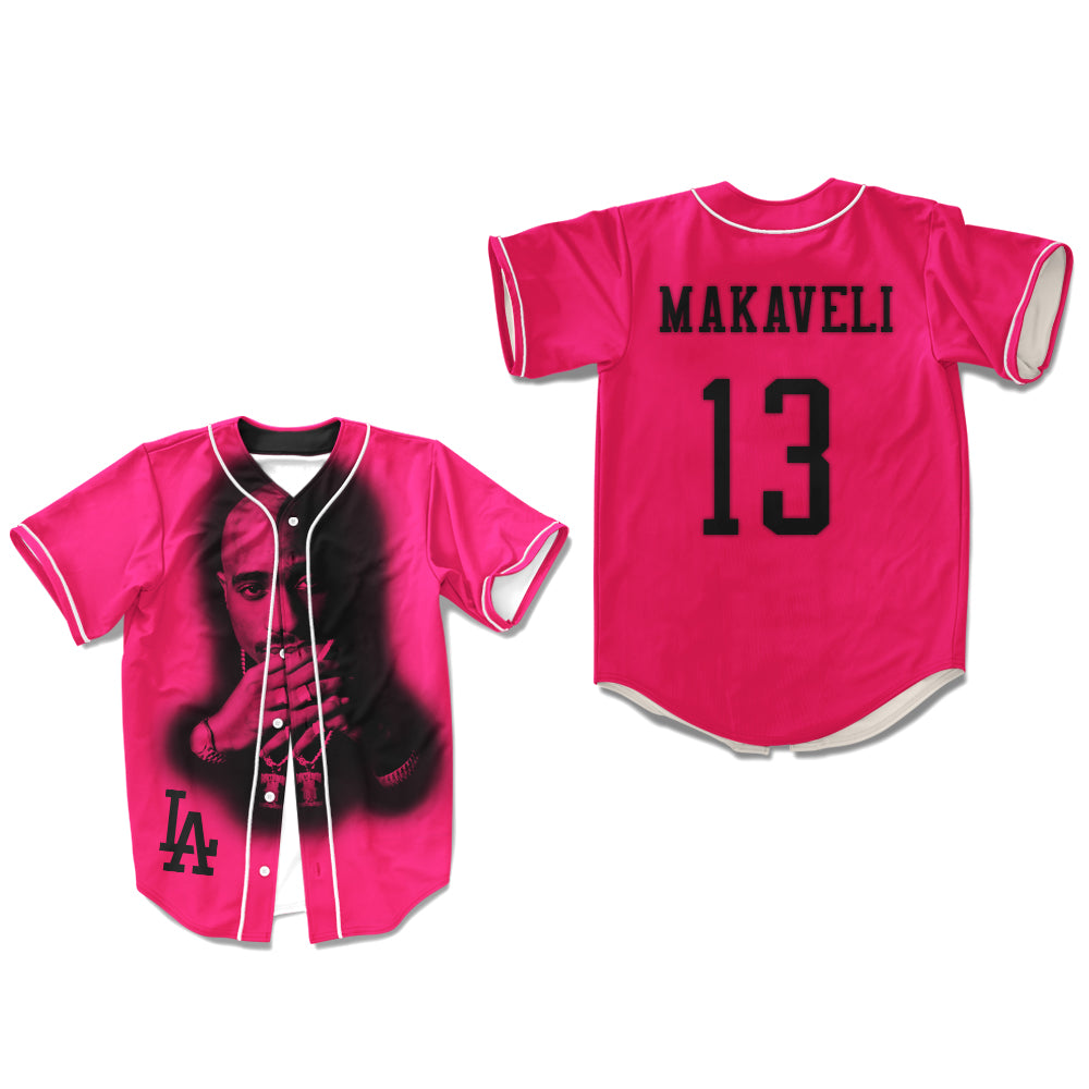 Tupac Shakur Makaveli 13 Los Angeles Hot Pink Baseball Jersey