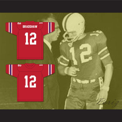 Terry Bradshaw 12 Woodlawn High School Knights Red Football Jersey 3