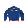 USA United States of America Blue Letterman Jacket-Style Sweatshirt