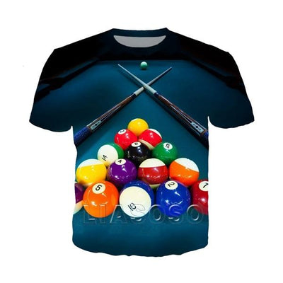 billiards snooker cue 3d print t-shirt women men short sleeve casual t shirt sport hip hop Harajuku clothes e4