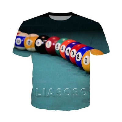 billiards snooker cue 3d print t-shirt women men short sleeve casual t shirt sport hip hop Harajuku clothes e4