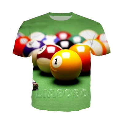 billiards snooker cue 3d print t-shirt women men short sleeve casual t shirt sport hip hop Harajuku clothes e4