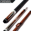 CUESOUL Unique Design 1/2 Jointed Billiard Pool Cue with Brown & Black & Green & Red Cue Case