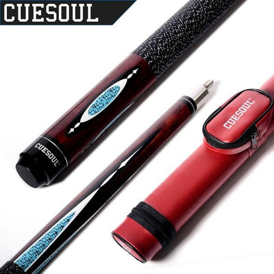 CUESOUL Unique Design 1/2 Jointed Billiard Pool Cue with Brown & Black & Green & Red Cue Case