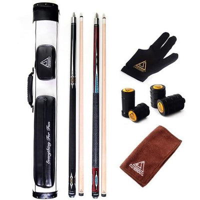 CUESOUL Combo Set of House Bar Pool Cue Sticks - 2 Cue Sticks Packed in 2x2 Hard Pool Cue Case