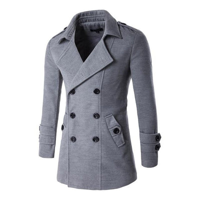 Letskeep NEW Men's Spring Autumn Overcoat for man wool & blends double breasted peacoat trench coat men Slim fit, ZA193