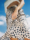 Women Naomi Wild Things skirt midi slip style Silk Satin leopard print skirt Silk Elastic Waist Slip Midi Skirt