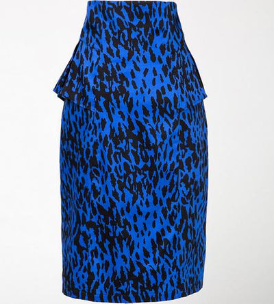 party formal skirt peplum blue leopard floral knee length jupe femme pinup pencil skirts club sexy woman saias femininas vestido