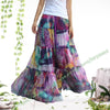 Summer Plus Size XXXXL Bohemia Casual Faux Silk Chiffon Tulle Floral BOHO Gypsy Spain Beach Pleated Long Maxi Skirts Womens