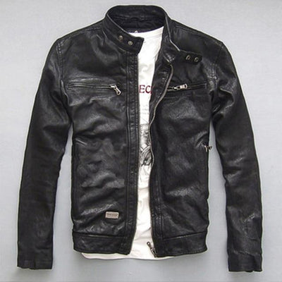 YOLANFAIRY 100% Natural Goat Skin Leather Jacket Men Spring Autumn Short Slim Motocycle Bomber Jackets casacas de cuero MF032