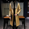 Big Fur Collar  Mens faux Leather Trench Coats Men Overcoats Luxury Veste Homme Gold Long Coats Slim Fit Chaqueta Cuero Hombre