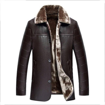 2018 Winter Warm Men's Genuine Leather Jacket chaqueta cuero hombre Thick Keep Warm Winter Leather Jacket Men Fur Collar, M-4XL