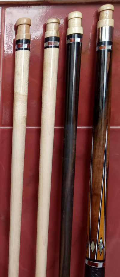 Boriz Billiards Black Leather Grip Pool Cue Stick Majestic  PZEC Series inlaid